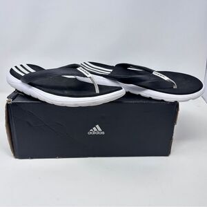 Adidas Black & White Comfort Flip Flops Men’s 10 - Excellent Preowned condition